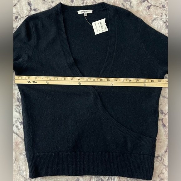 Madewell NWT Black Faux Wrap Pullover Sweater Size Small - Picture 5 of 8